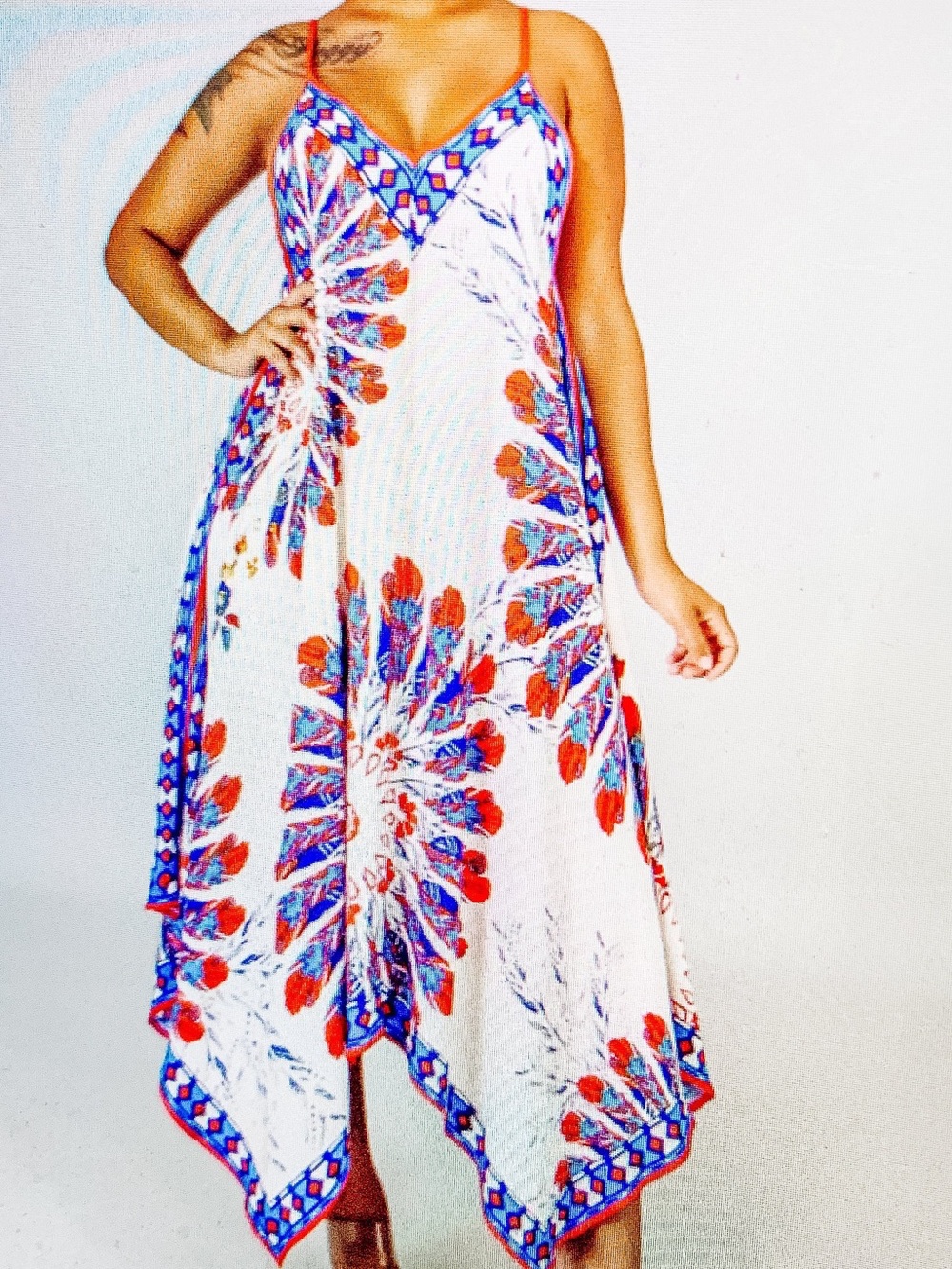 Jealous Tomato Boho Handkerchief Hem Maxi Dress Originally $45